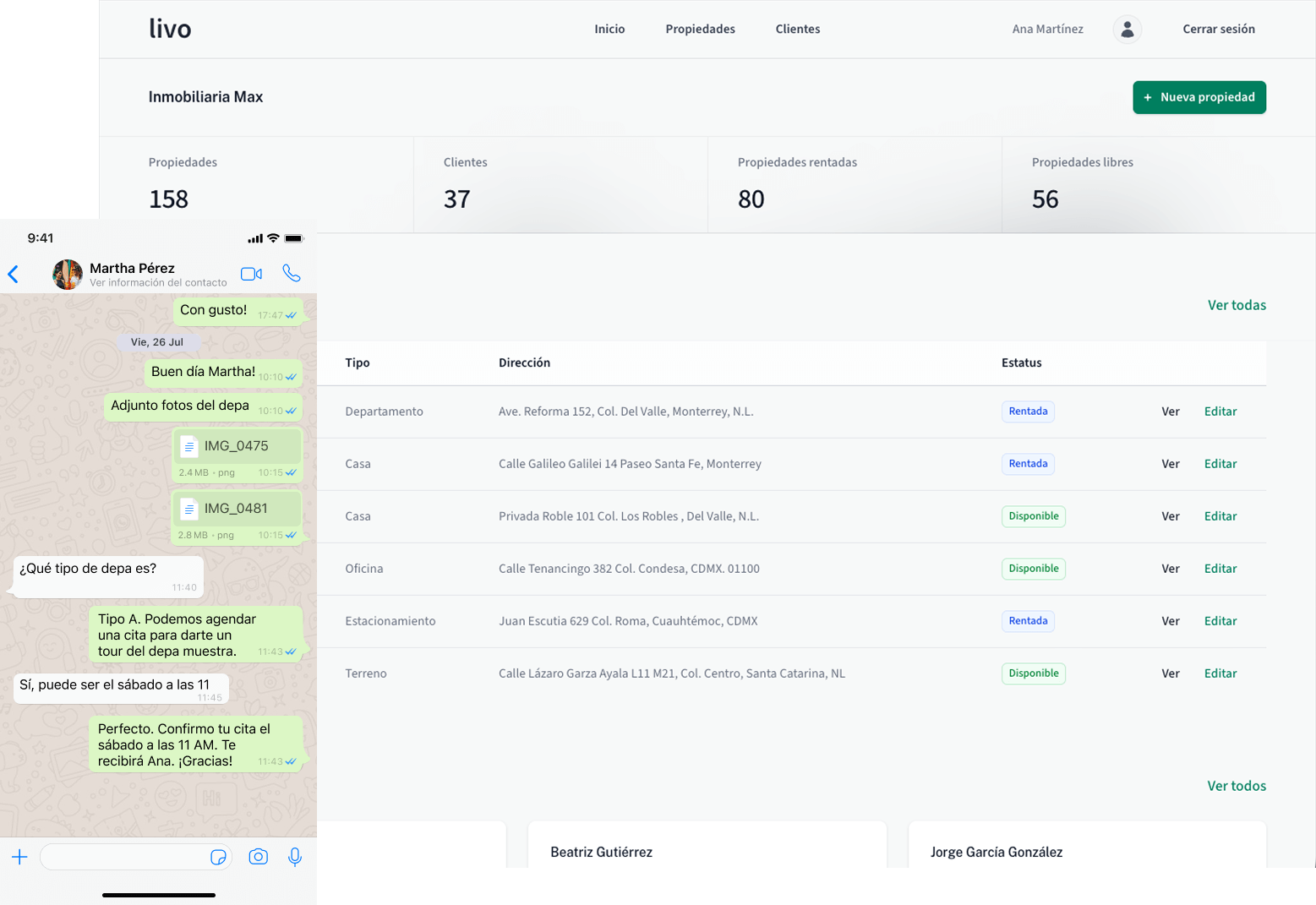 Vista previa del panel de Livo